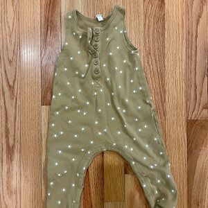 Muted mustard tan Romper with Sun Print